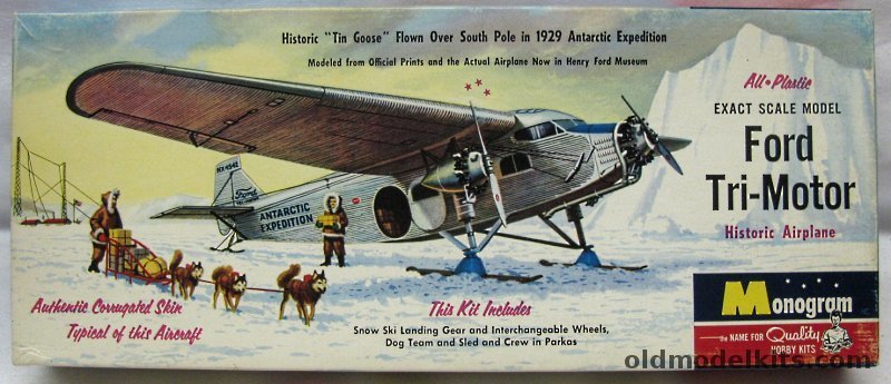 Monogram 1/77 Ford Tri-Motor - 1929 Antarctic Expedition with Skis  Four Star Issue, PA15-98 plastic model kit
